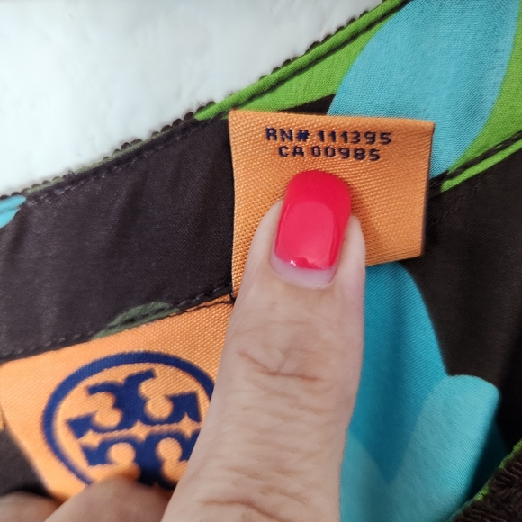 Tory Burch Short Silk Sleeveless Dress Brown/Blue/Green Pleats Size 10 - Picture 7 of 8